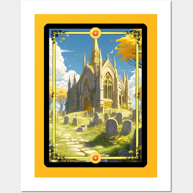 Sunlit Graveyard and Mausoleum Scene - CCG Borderless Full Art - 1st Edition Wall Art by Rogue Wizard